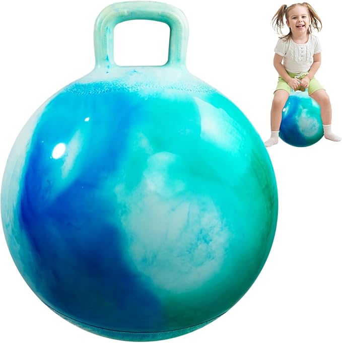 INPODAK Hopper Ball 20 Inch Bouncy Ball with Handle for Kids, Hippity Hop Jumping Bouncer Hopping Toy for Boys Girls Ages 5-9 with Pump and Gift Box Great Gift for Birthday Holiday