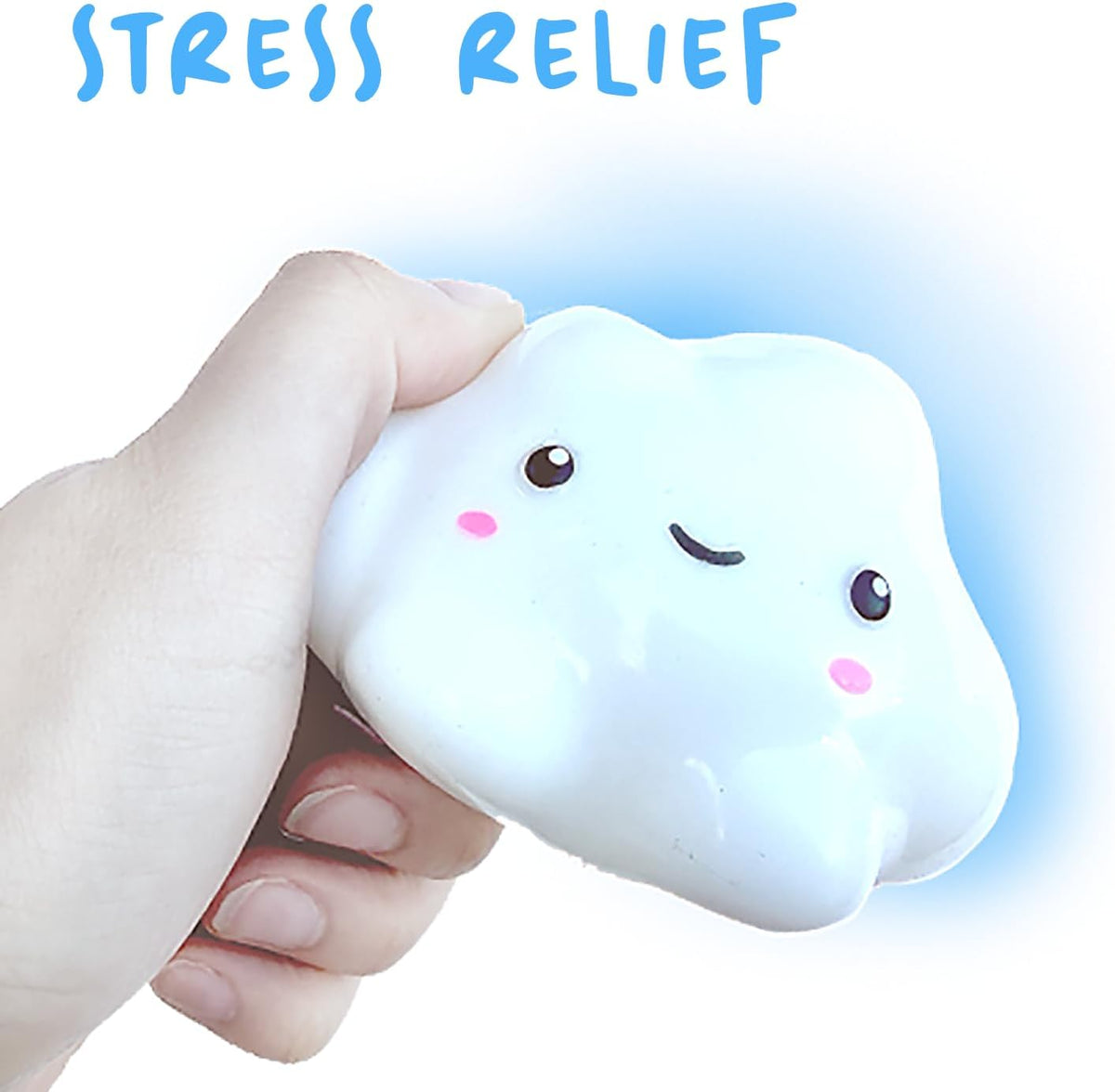 Premium Cloud Squishy Toy, Glow in the Dark Stress Ball - White - image 4
