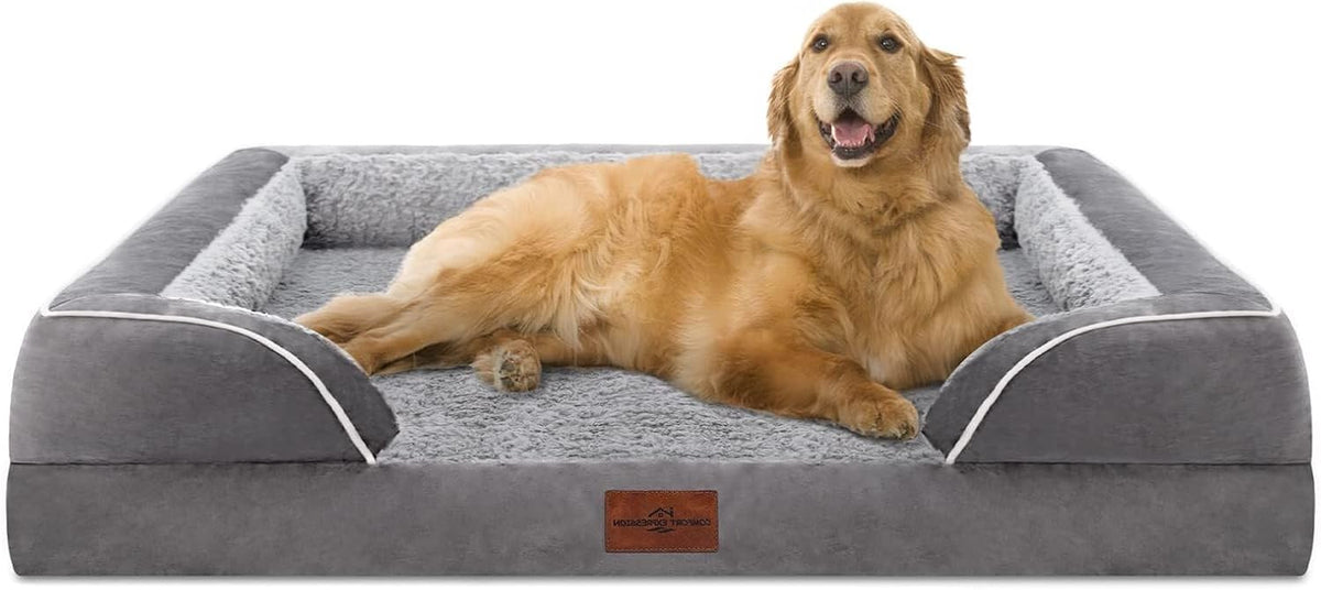Comfort Expression Waterproof Orthopedic Dog Bed for Extra Large Dogs – Essentials for Dogs - 42.0"L x 30.0"W x 8.5"Th / Grey