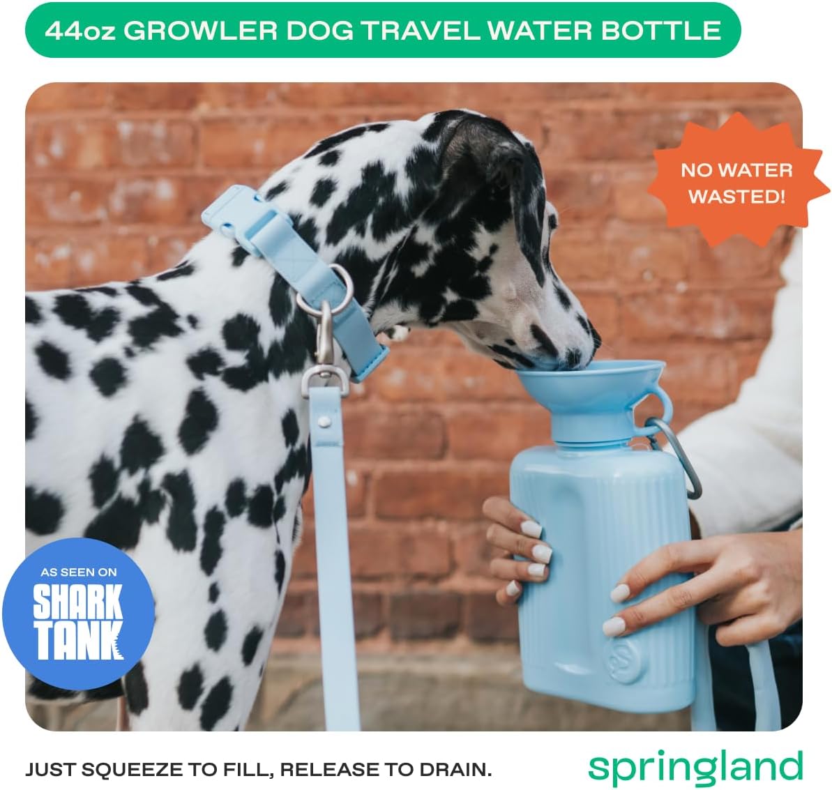 Springland 22oz Classic Portable Dog Water Bottle with Built-in Bowl - Sky Blue / 44oz Growler - image 2