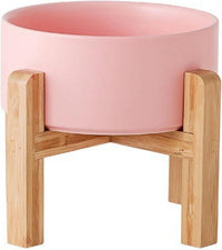 28 OZ Rust Red Elevated/Raised Ceramic Dog Bowl for Small and Medium - Pink / 7.6 Cups -Large