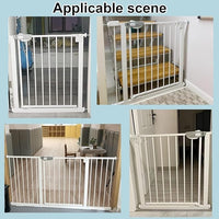 WAOWAO Triple Lock 49.21-66.54" Baby Gate Extra Wide Pressure Mounted Walk Through Swing Auto Close Safety Black Metal Dog Pet Puppy for Stairs,Doorways,Kitchen