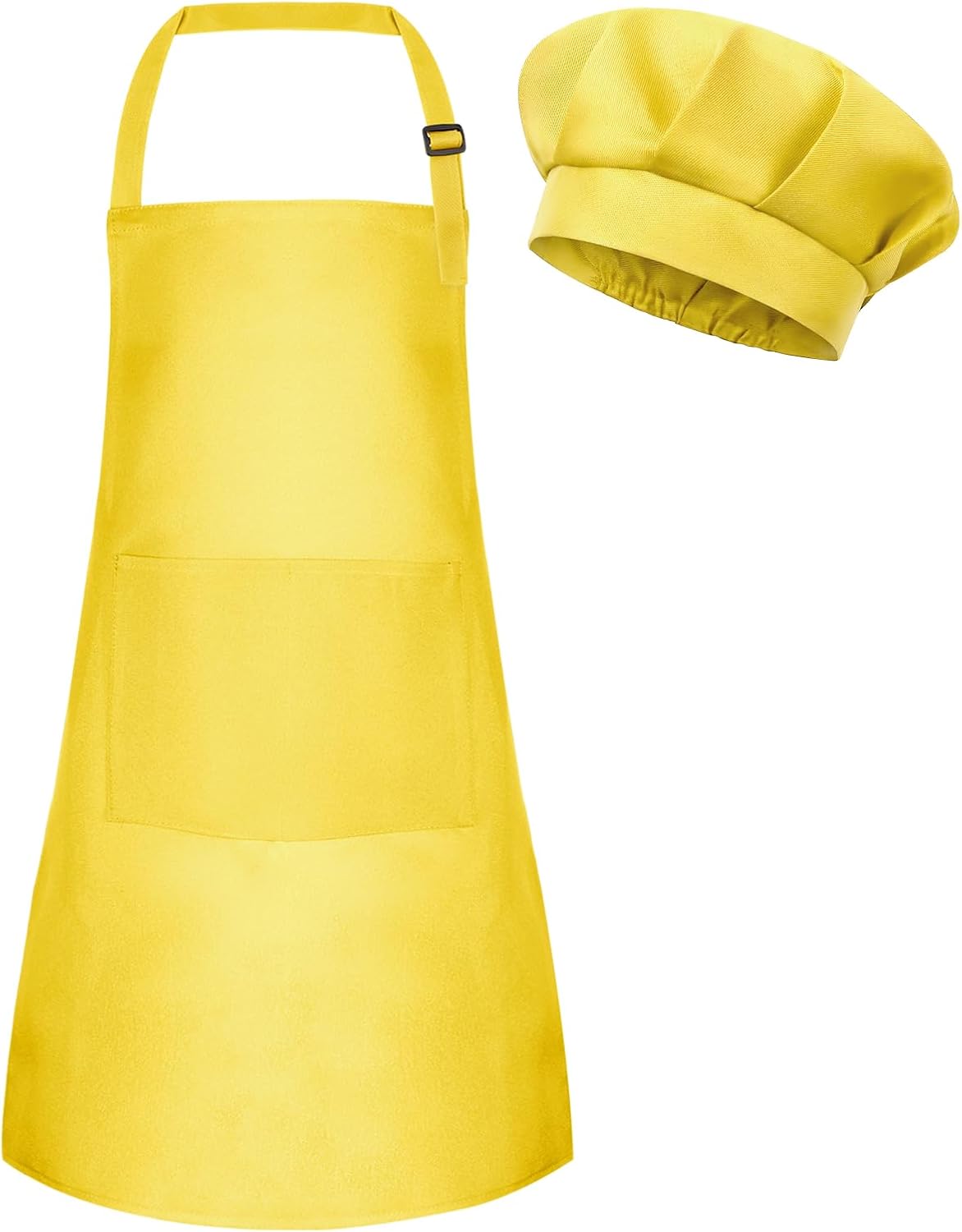 Kids Apron and Chef Hat Set Adjustable Child Art Aprons with 2 - F-yellow / Large