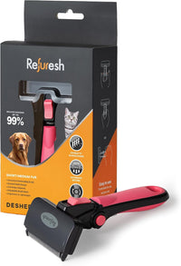 Deshedding Brush for Short/Medium-Hair Dogs & Cats - pink / Medium