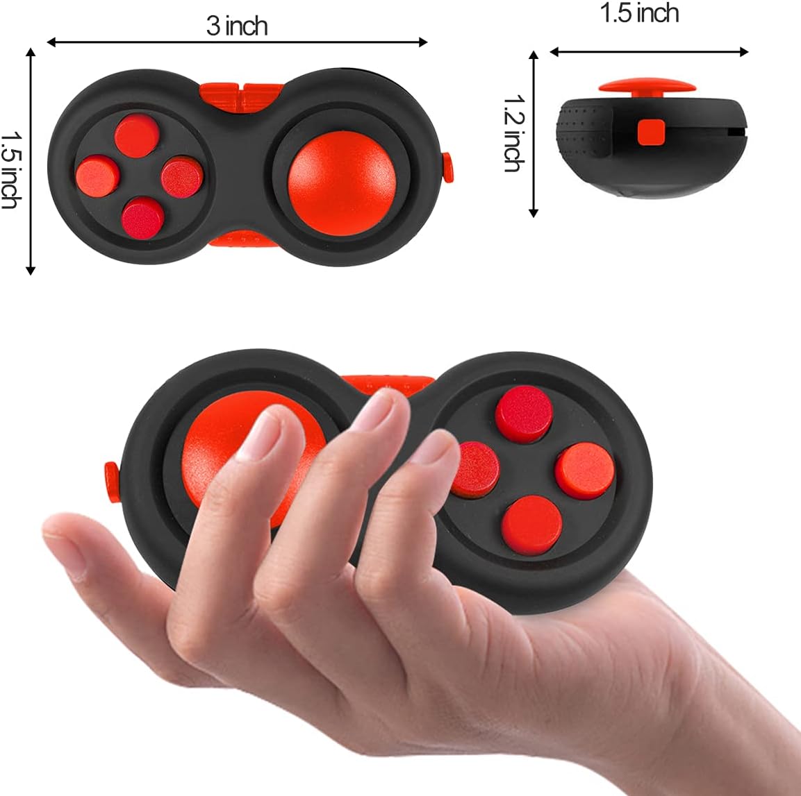 UOOEFUN fidget controller pad with joystick, buttons and gear roller, black and green - view 12