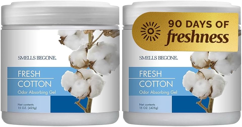 SMELLS BEGONE 15oz Gel Odor Eliminator - Fresh Cotton / 15 Ounce (Pack of 2)