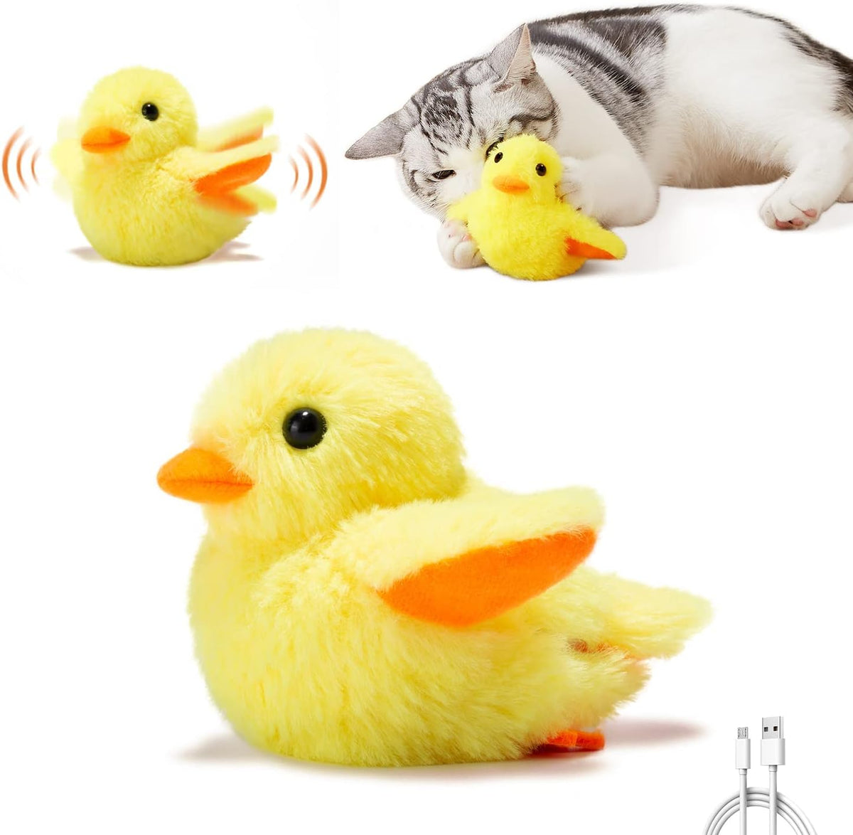 Potaroma Cat Toys Rechargeable Flapping Bird Sparrow - 4.0 inches / Duck