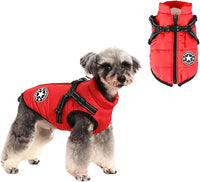 HDKUW Small Dog Jacket, Small Dog Coat Harness Winter Warm Vest Jacket Waterproof Cotton Costume for Puppy Small Dogs (S, Red)
