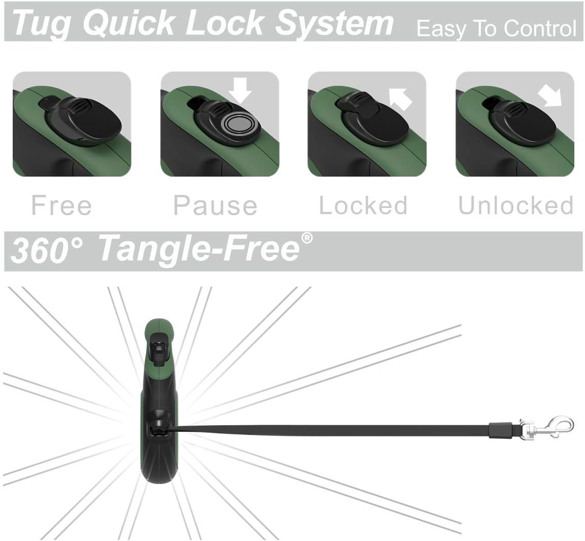 TUG Original Retractable Dog Leash - Green / Large - image 3