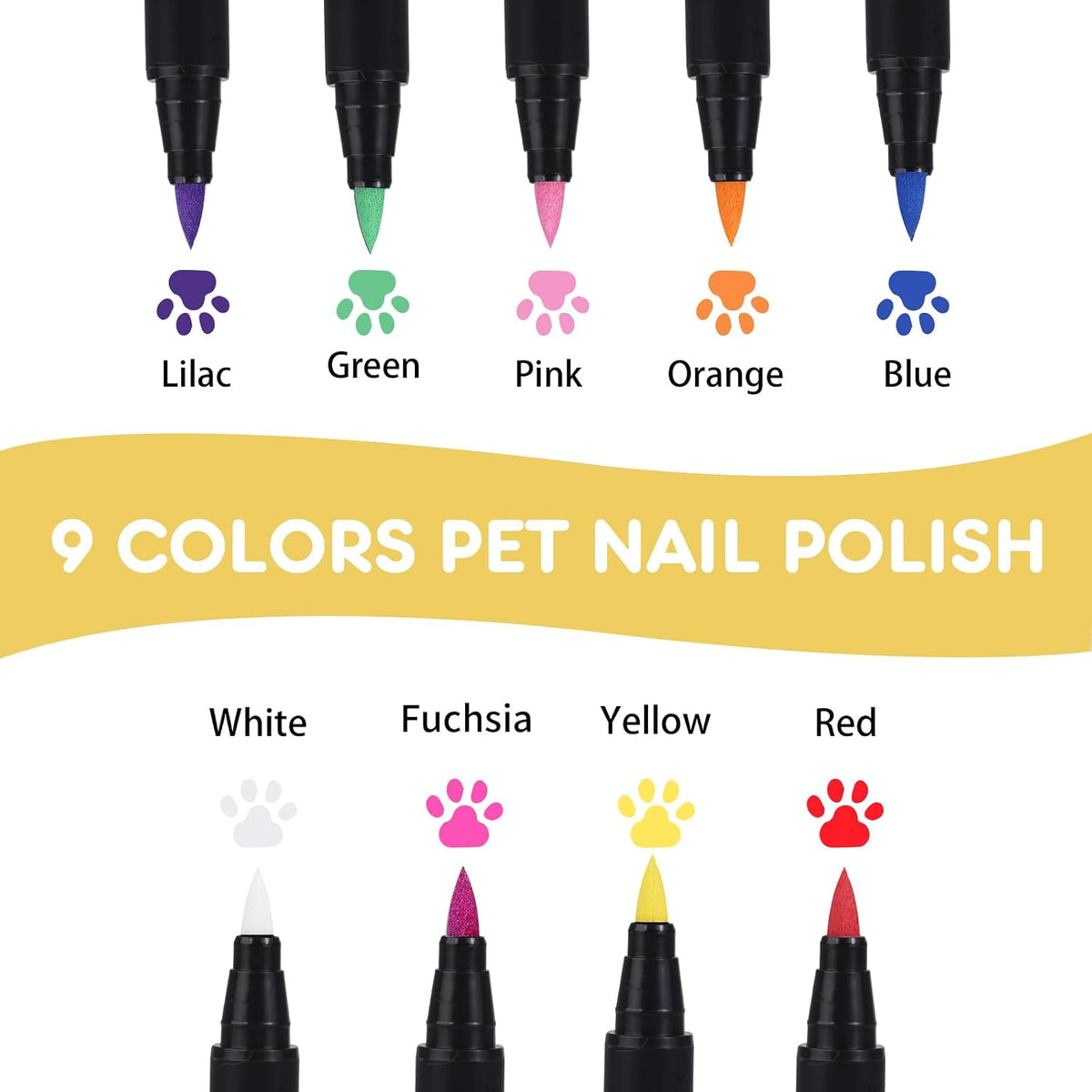 9 Colors Dog Nail Polish Pens Quick Dry, Dog Safe Nail Polish - 9 Pcs - image 2