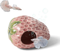 Pink Aquarium Decor Ceramic Cute Strawberry Betta Fish Tank Cave – Essentials for Fish - Pink / Strawberry