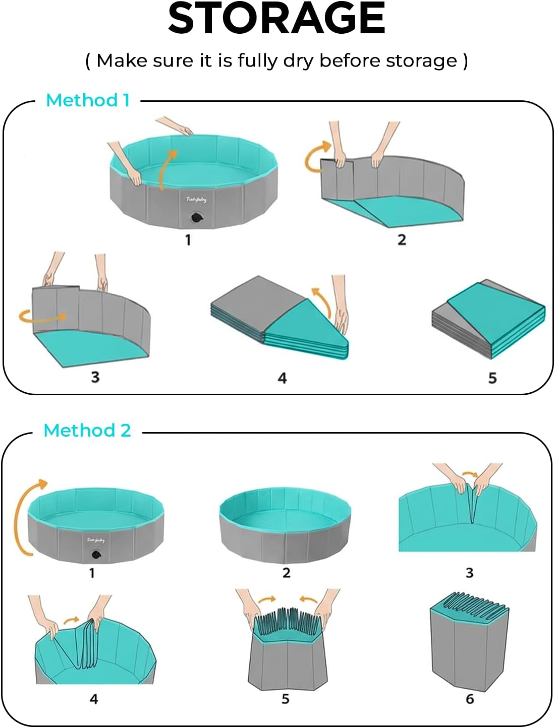 Furrybaby Foldable Dog Pool Non-Slip Hard Bath Tub Indoor Outdoor - 64*12inch / Grey,blue - image 3