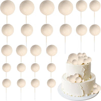 ZHUOWEISM ball cake toppers, 24 mini balloon picks in blue, gold and white - view 4