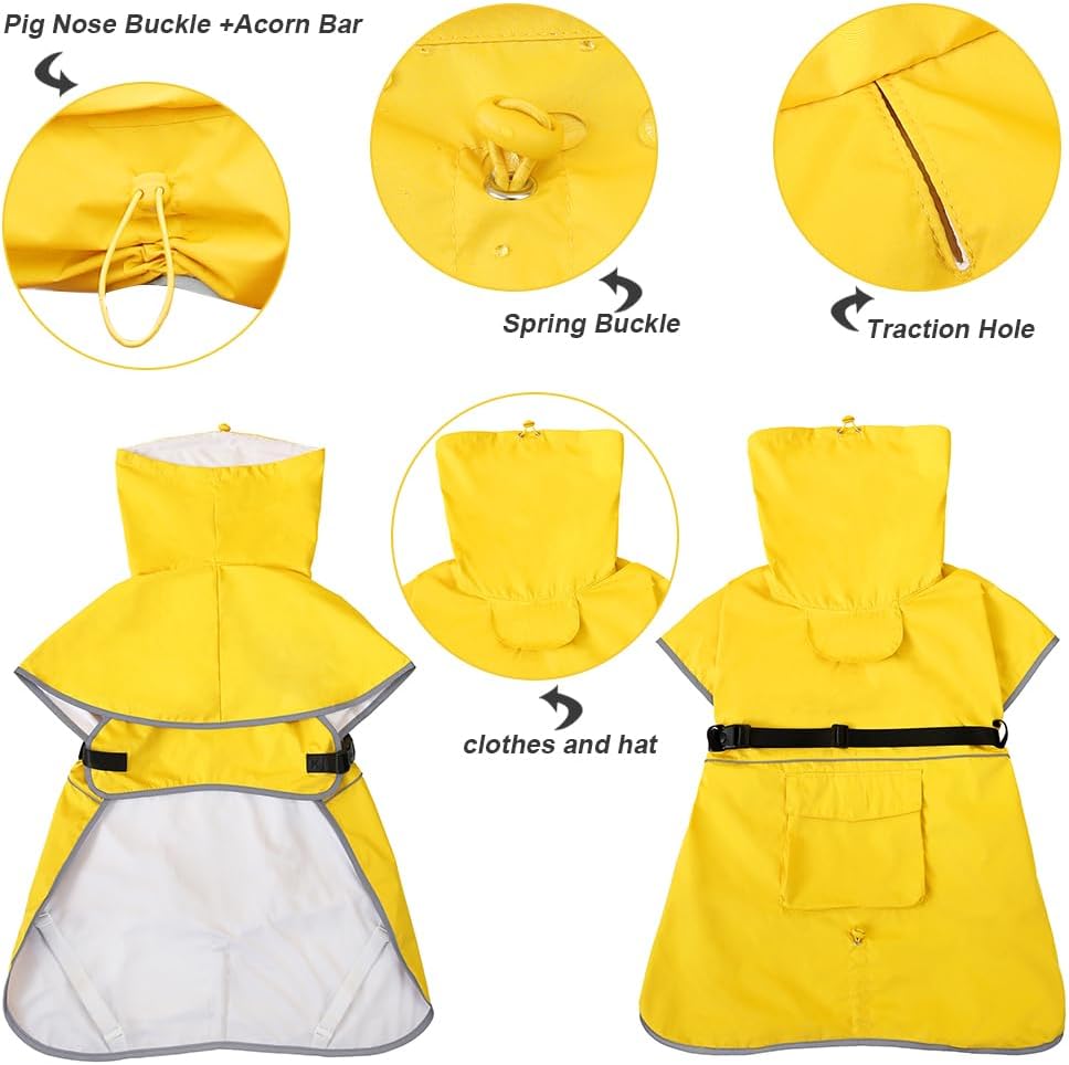 Dog Raincoat Waterproof Adjustable Rain Jacket Small Dogs Green - Yellow / XL-Fit for 15-21 pounds - image 4