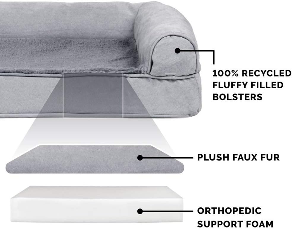 Furhaven Orthopedic Dog Bed for Large Dogs w/ Removable Bolsters - Jumbo Plus / Gray - image 4