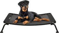 Veehoo Outdoor Elevated Dog Bed, Cooling Raised Dog Cot Bed XL, Portable Waterproof Curved Dogs Hammock Beds for Outside, up to 150lbs, Black Legs, Black 49"