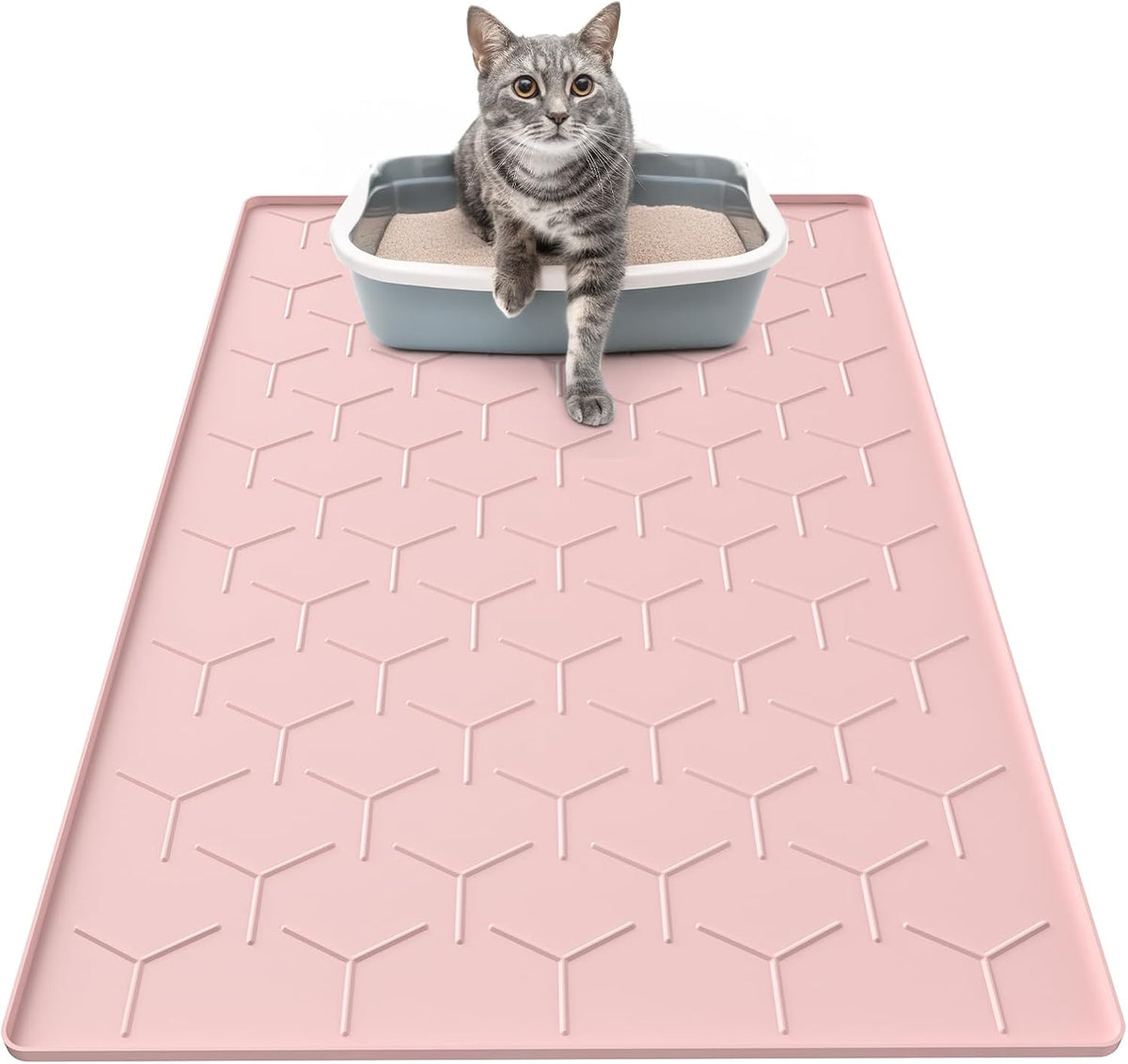 Silicone Cat Litter Mat 34×22 inch, Easy to Clean, Gray – Daily Care for Cats - 34" X 22" / Pink