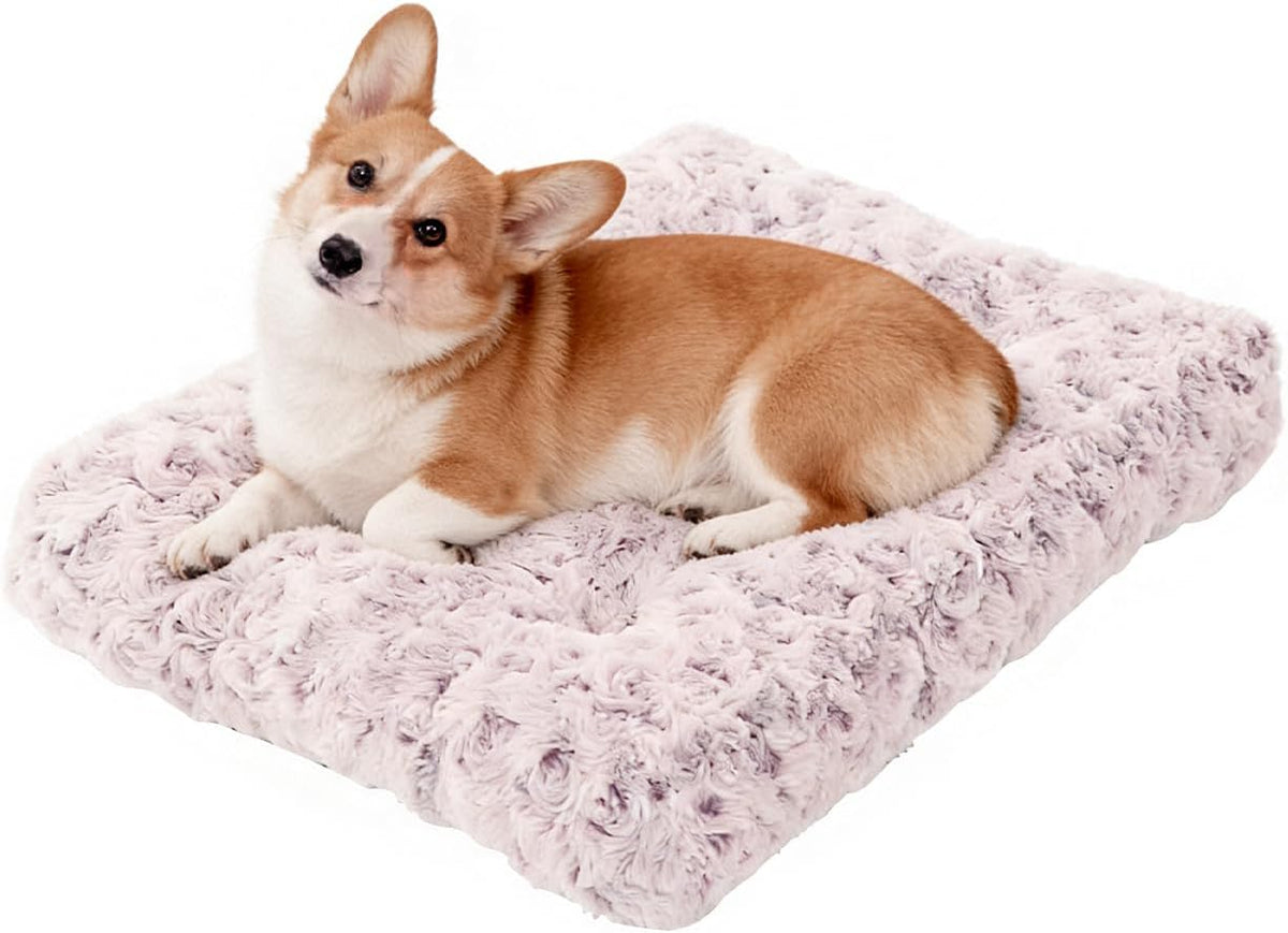 Large Dog Crate Bed Mat, Washable Plush Pad for Large Breeds – Essentials for Dogs - Purple / 35.0"L x 23.0"W x 3.5"Th