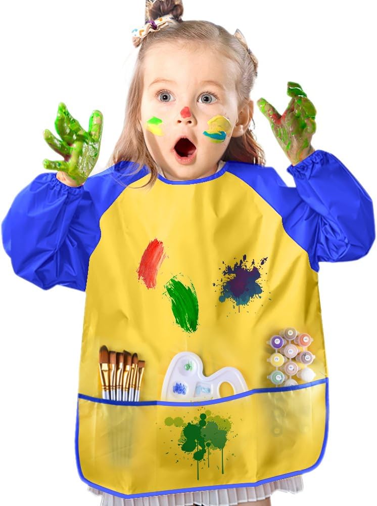 KUUQA Waterproof Children Art Smock Kids Art Aprons – Fun for Kids & Family - Yellow / 1 - image 4