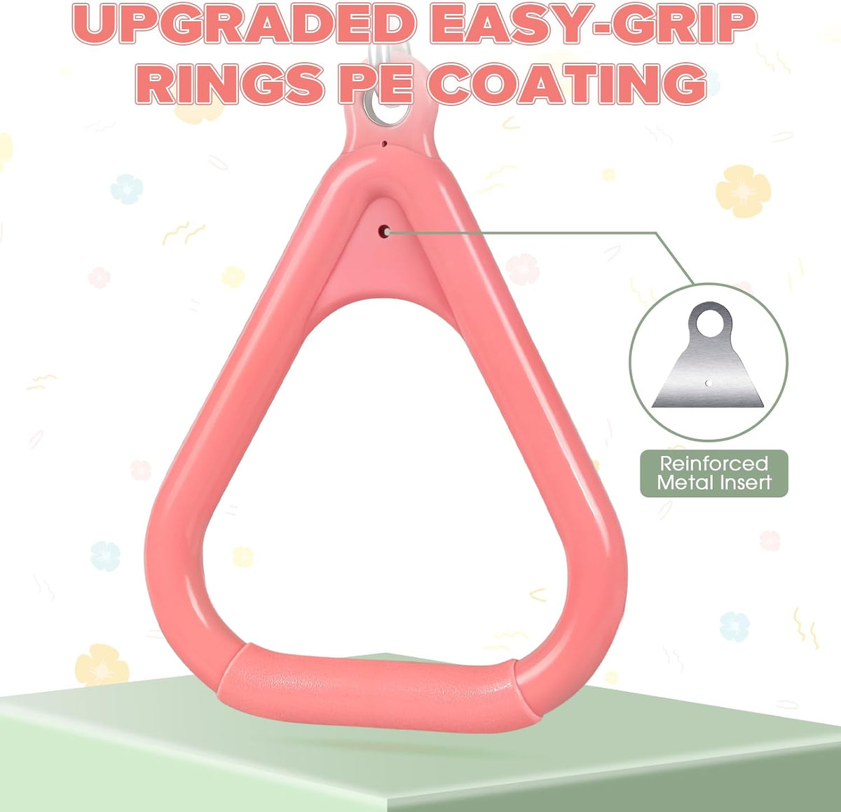 LadyRosian trapeze swing bar with plastic gym rings and two 47 inch hanging chains - view 24
