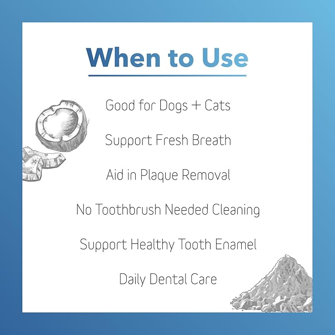 InClover Dog and Cat Dental Powder for Teeth Cleaning and Enamel and Gum Health, Natural Pet Supplement, Breath Freshener - Naturally Flush Away Tartar, No Brushing Necessary