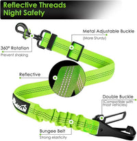 SlowTon Dog Seat Belt, Adjustable Dog Safety Belt Leash, 2 in 1 Latch Bar Attachment Dogs Car Seatbelt with Elastic Nylon Bungee Buffer, Reflective Nylon Belt Tether(VL,35.5in)