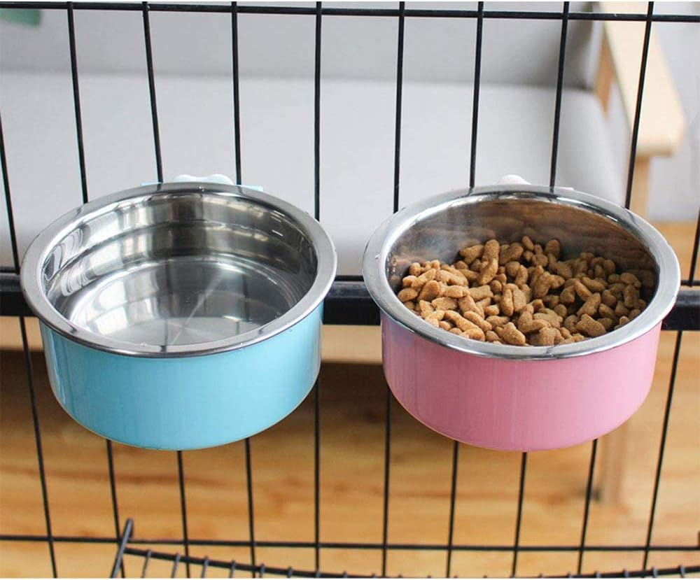 Stainless Steel Removable Pet Food Bowl - (Round) Pink/Blue / 2 - image 3