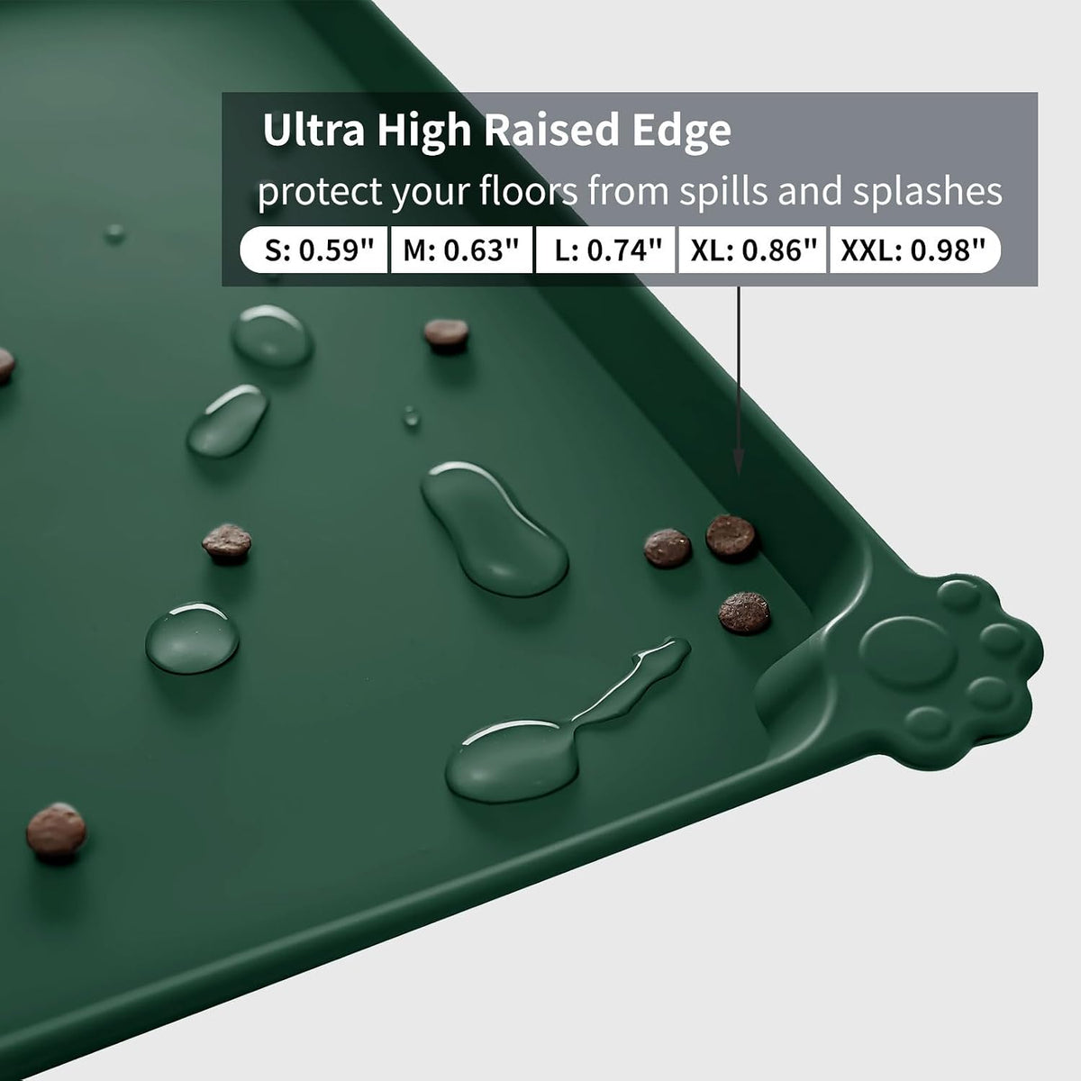 Reopet Silicone Pet Feeding Mat - Hunter Green / 18.5" x 11.5" - image 3