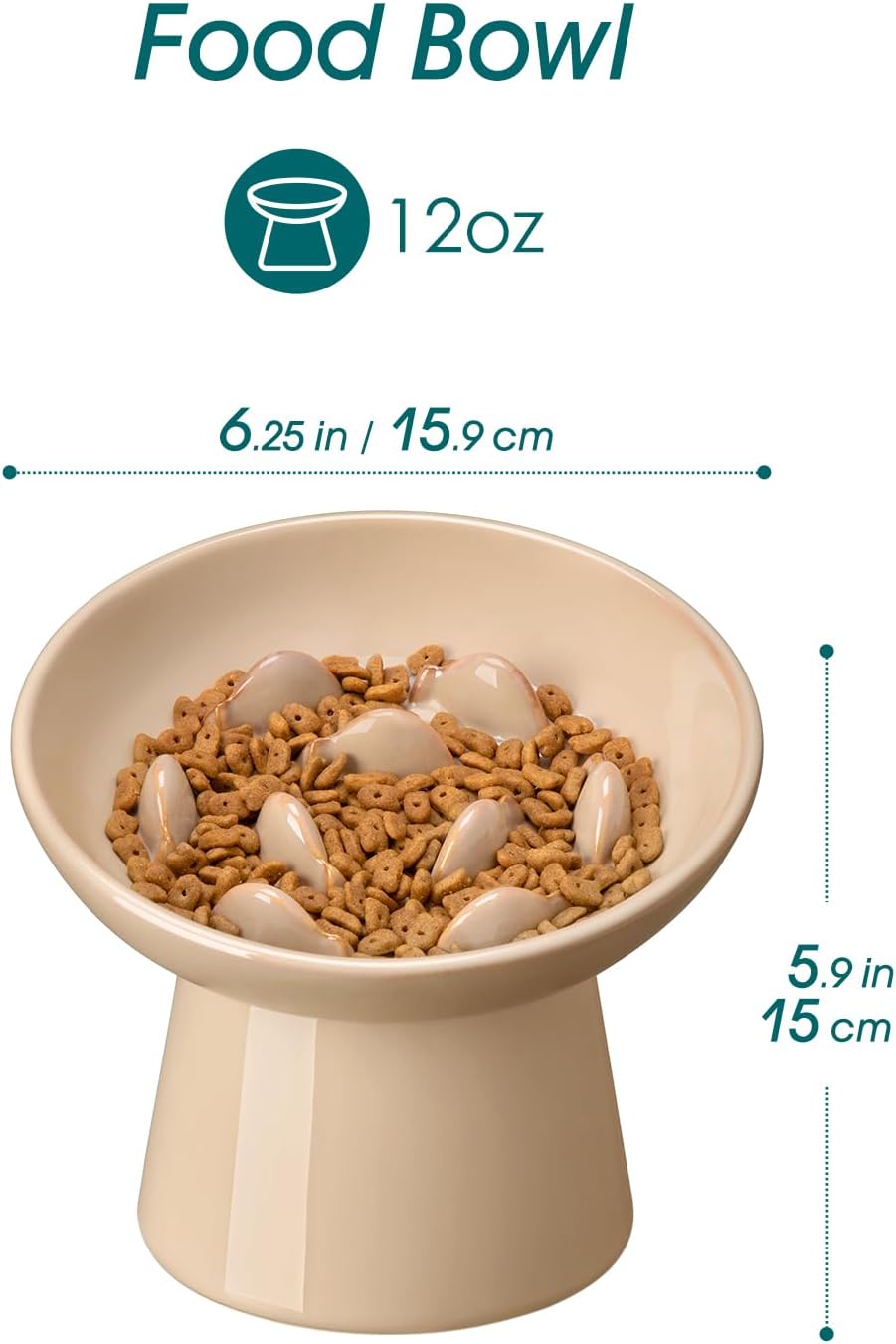vancasso Ceramic Slow Feeder Cat Bowl - Brown - image 2