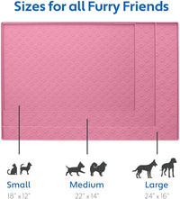 MIGHTY MONKEY 100% Waterproof Dog Food Mat, Raised Edges Silicone Pet Feeding Placemat for Cat, Dogs, Pet Bowls, High Lipped Tray Prevents Water Spills, Food on Floor, Dishwasher Safe, 18x12, Pink