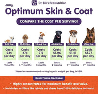 Dr. Bill's Canine Optimum Skin & Coat – Reduces Shedding, Itching, Dry Skin – Allergy Relief for Healthy Fur - Omega 3, Collagen, Biotin & Hyaluronic Acid – 680g Vet-Recommended Dog Supplement