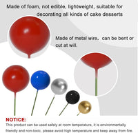 ASTARON 50 Pcs Ball Cake Topper Sticks Mini Balloons for Cake - Red Blue Series - image 3
