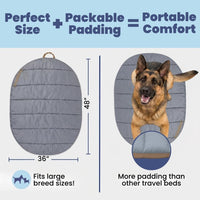 Travel Dog Bed, Foldable & Packable with Carry Bag, Black - Foggy Trail / Large - image 2