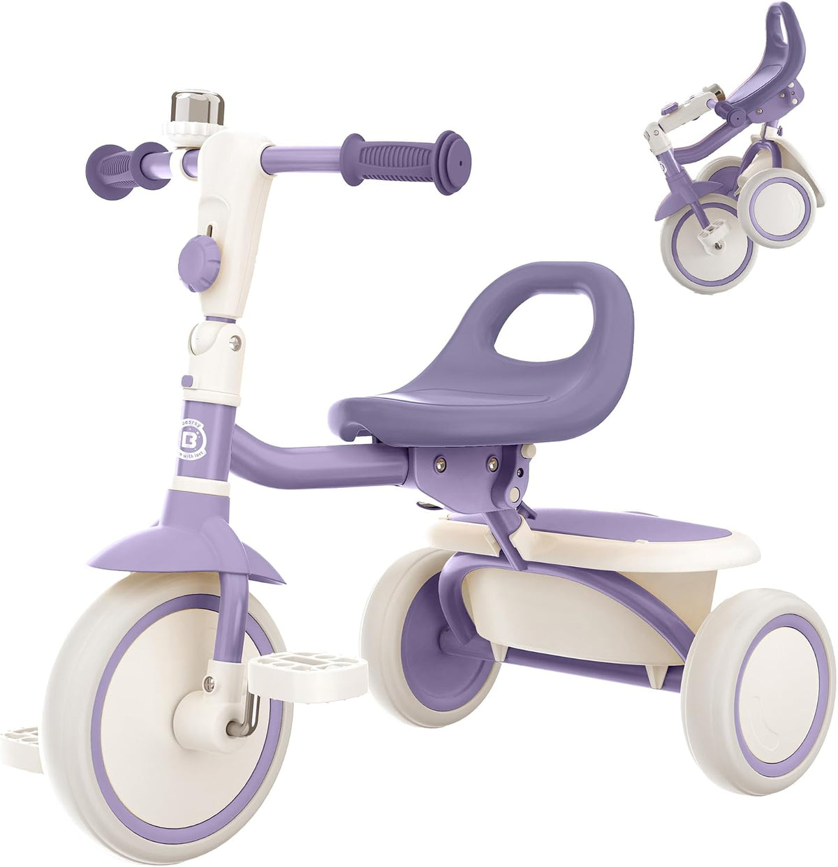besrey Toddler Tricycle with Bell - Dark Purple