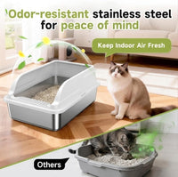 Stainless Steel Cat Litter Box with Lid - Gray / L / 1 - image 3
