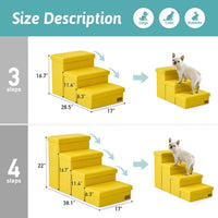 COZY KISS Dog Stairs with Storage, 16.7" H Wider Dog Steps - Yellow / 4 / 38.1x17x22 inch - image 3