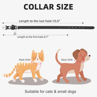 PUPTECK 2 PCS Soft Genuine Leather Cat Kitten Collar with Bells - Deep Black - image 2