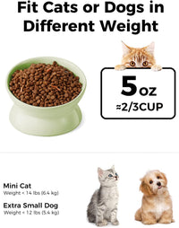 Elevated Cat Food Bowl, 5 Oz Ceramic Raised and Tilted Water Bowl, Anti Vomiting and Protect Pets' - Green / 5 OZ - 1 Pack - image 2