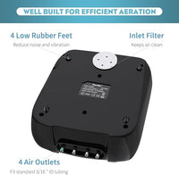 Pawfly Aquarium Air Pump Oxygen Pump for 10-200 Gallon Fish Tanks Buckets Dual Outlet Adjustable Ultra Quiet Aerator Pump with Accessories