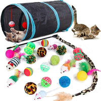 21 Pcs Cat Toys for Indoor Cats Collapsible Cat Tunnel Interactive
