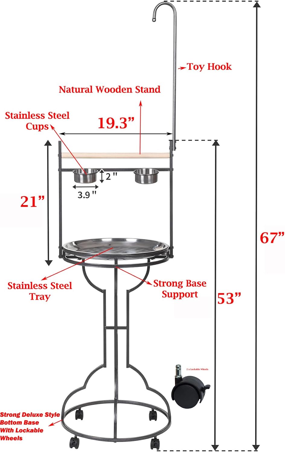 Elegant and Strong Durable Wrought Iron Parrot Bird Play Gym Ground - image 3