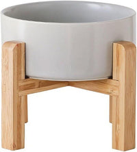 Petygooing Grey Elevated/Raised Ceramic Dog Bowl for Medium and Large Breeds, Dog Food Water Dish with Stand,Pet Feeding Bowl with Anti Slip Rubber Large Dogs(1800ml 7.6 Cups)