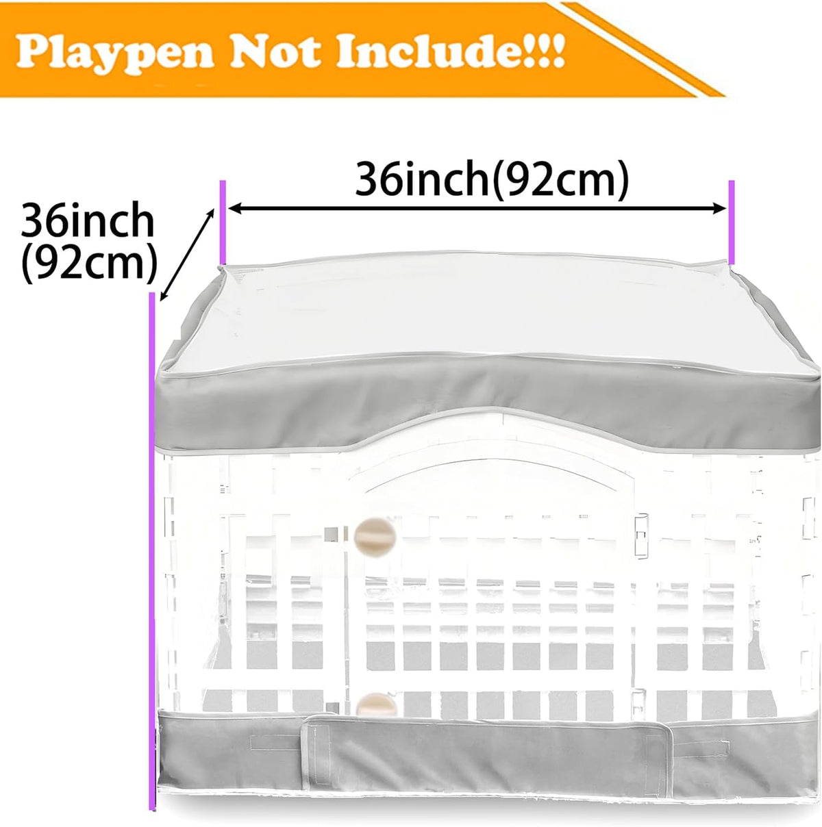 2 Pack Dog Playpen Cover and Bottom Pad Fits for 36 Inch 4 Panels Pet - PureGray - image 2