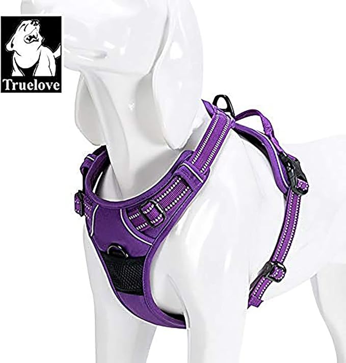 TRUE LOVE Truelove Adjustable No-Pull Dog Harness Reflective Pup Vest Harnesses Comfortable Control Brilliant Colors TLH5651(Purple,XL)
