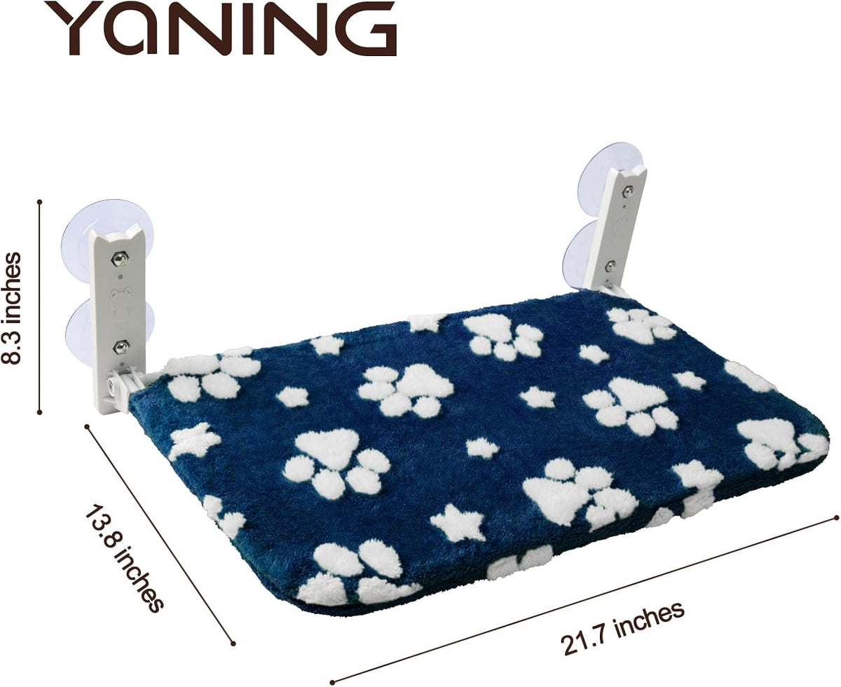 Cute Cat Window Perch, Foldable Cat Window Hammock, Purple – Essentials for Cats - Large (no mesh cover) / Navy Paw - image 3