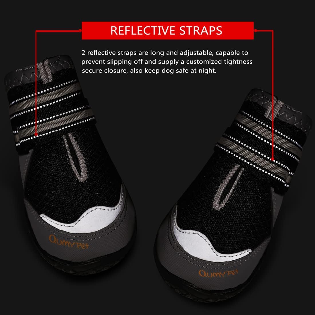 QUMY Dog Shoes for Large Medium Dog Boots & Paw Protectors for Hot - Black / Size 4: 2.2''x2.6''(W*L) for 31-40 lbs - image 2