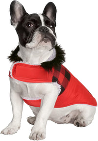 HDE Dog Puffer Jacket Fleece Lined Winter Coat & Harness Hole NVY - Small / Buffalo Plaid - image 2