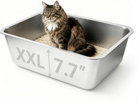 Stainless Steel Cat Litter Box 17"x13"x5.1" – Daily Care for Cats - 23.4"L x15.6"W x 7.7"H