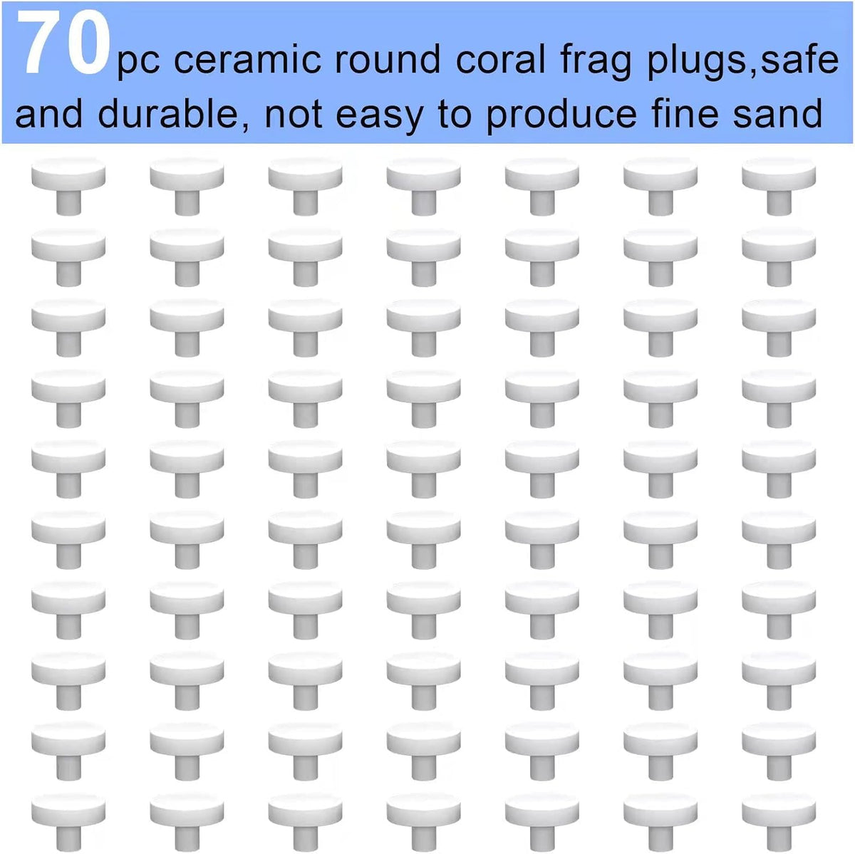 Ceramic White Coralline Coral frag Plugs Coral frag Base Round 20pc – Essentials for Fish - round，24mm，70pcs - image 3