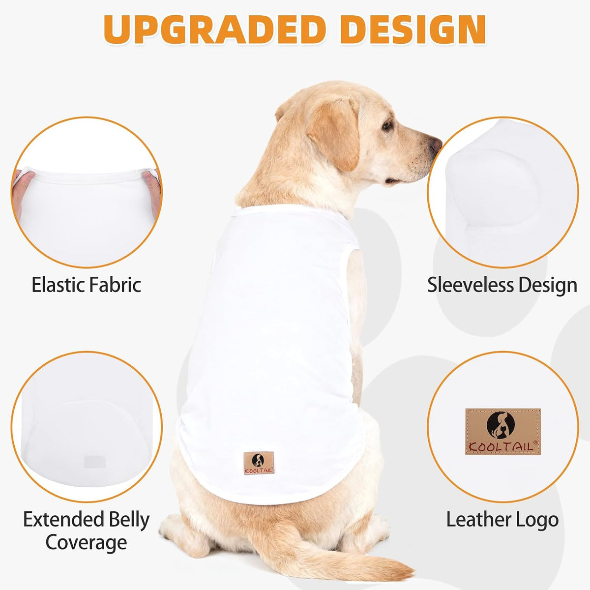 2-pack yellow and light grey cotton dog tank tops for large dogs - view 3